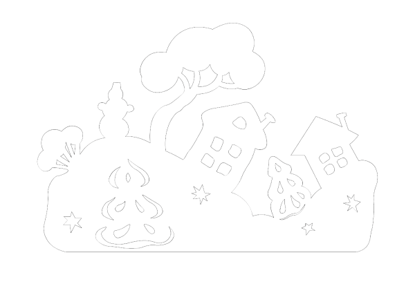 Домики на окна к новому году трафареты