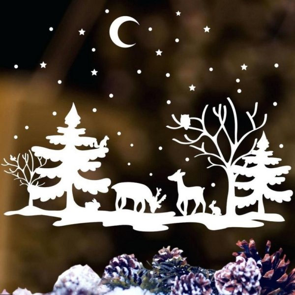 Зимние декорации на окно