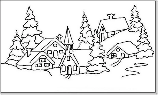 Новогодние пейзажи на окна