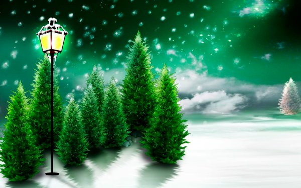 Пейзаж с елками