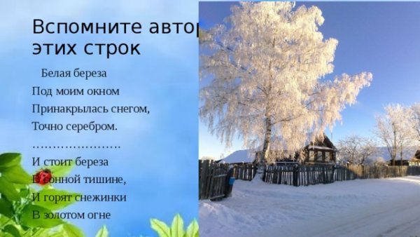 Чьи это строки: и стоит берёза в сонной тишине