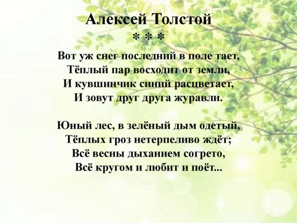 Толстой вот уж снег последний в поле
