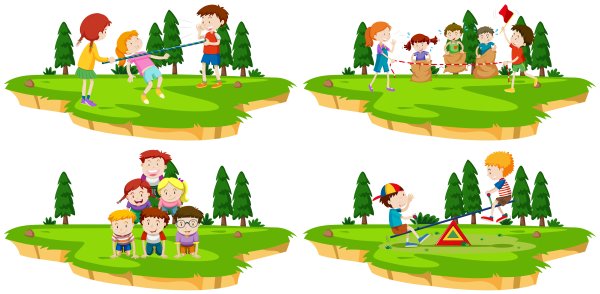 Дети в парке Векторная иллюстрация