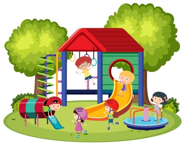 Дети на площадке мультяшные