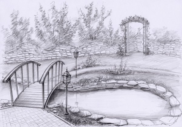 Ландшафт карандашом