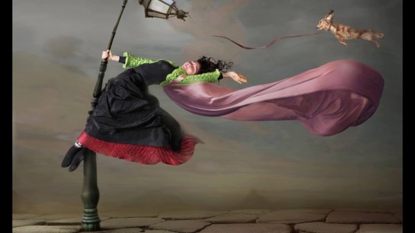 Сильный ветер унесло