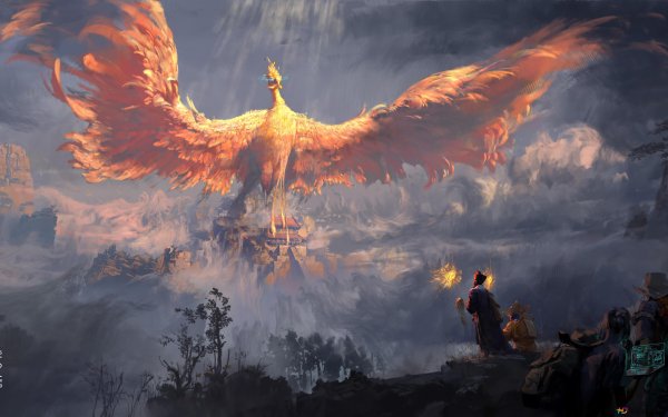 Птица Феникс в облаках