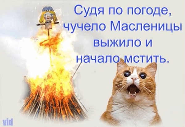 Судя по погоде чучело Масленицы выжило и начало
