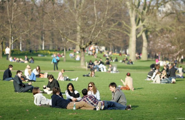 Много людей в парке