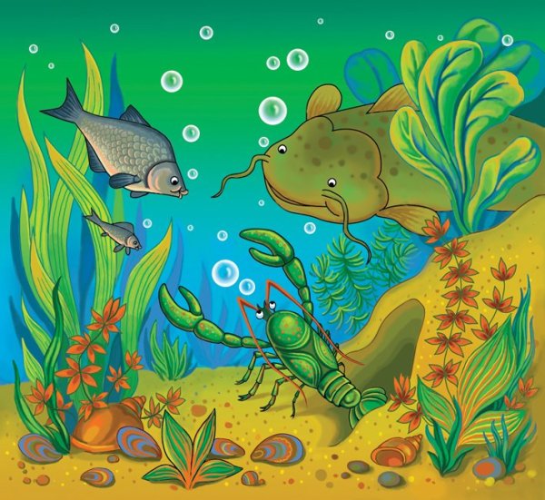 Рисование для детей обитатели водоемов