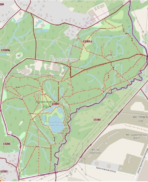 Шуваловский парк Санкт-Петербург на карте