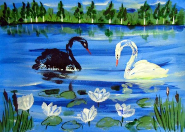 Правополушарное рисование лебеди