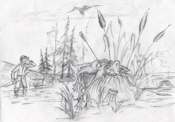 Болото рисунок карандашом