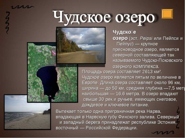 Сообщение о Чудском озере