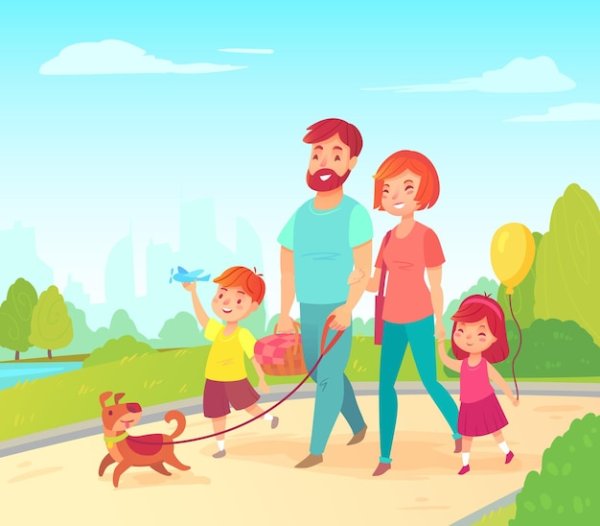 Рисование семья на прогулке