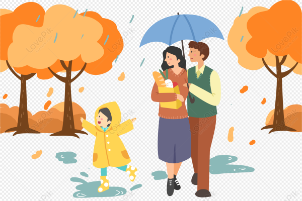 Семья осенью вектор