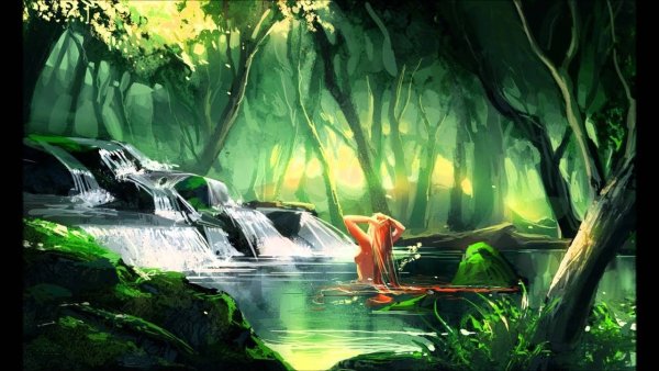 Волшебный лес с озером