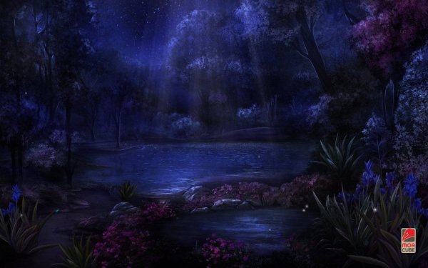 Доминик Дэвисон ночное озеро в лесу