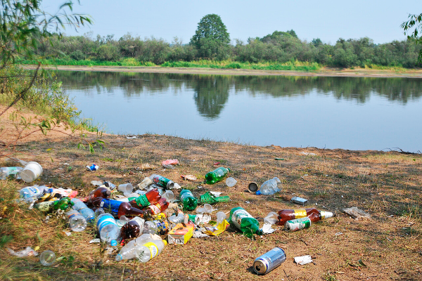 Мусор на берегу реки