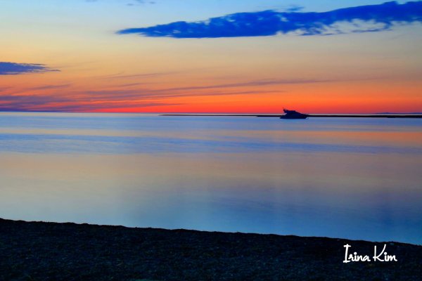 Закат озеро Алаколь, Казахстан