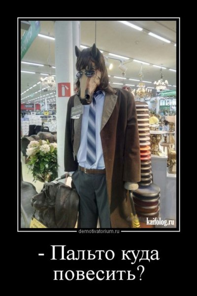 Демотиватор конь в пальто