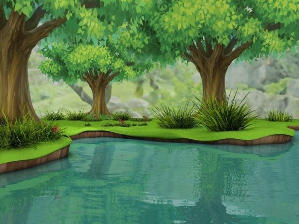 Пруд мультяшная