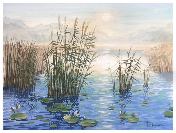 Пейзаж с камышами