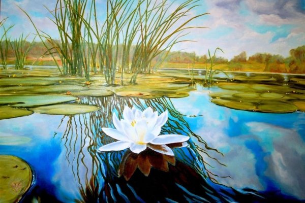 Живопись , художник Рылов ,река, камыши