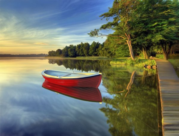 Пейзаж с лодкой