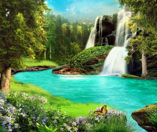 Водопад в райском саду