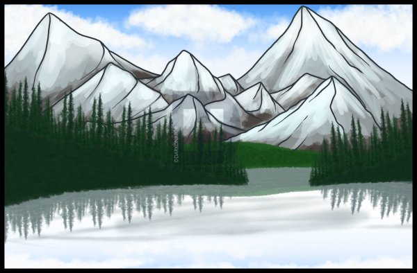 Нарисовать горы карандашом