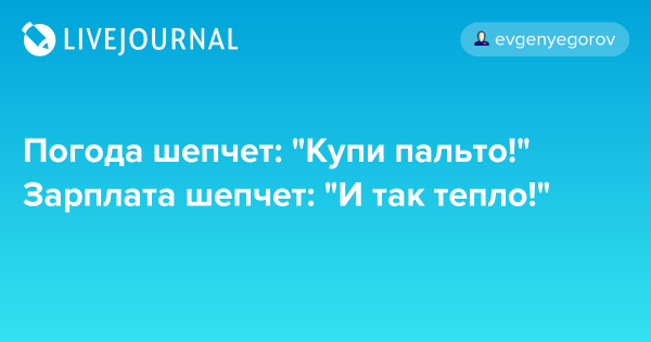 Погода шепчет купи пальто зарплата шепчет и так тепло