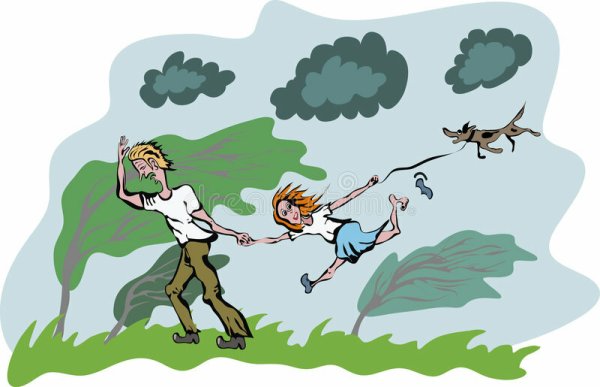 Сильный ветер иллюстрация