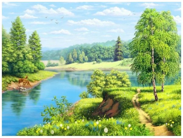 Сказочный лес с речкой