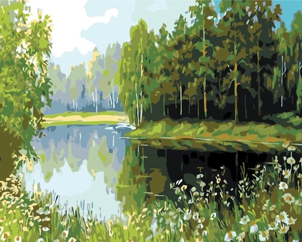 Летний пейзаж акрилом
