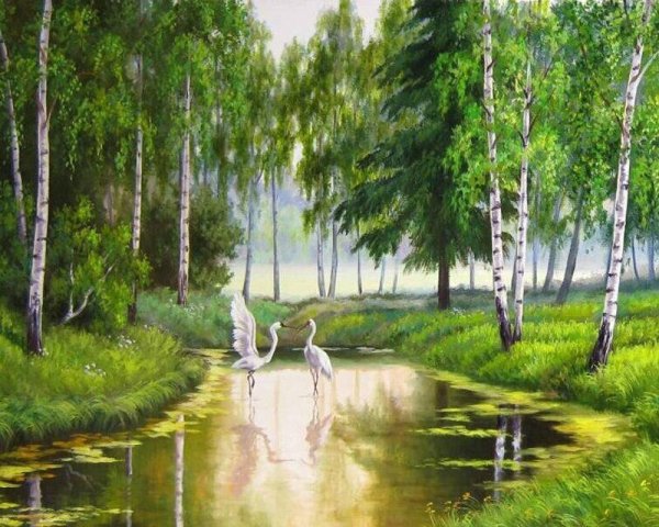 Березовая роща картина Елены Самарской