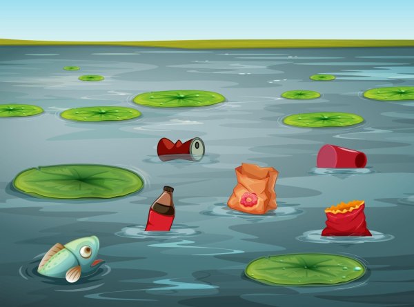 Загрязнение водоемов для детей