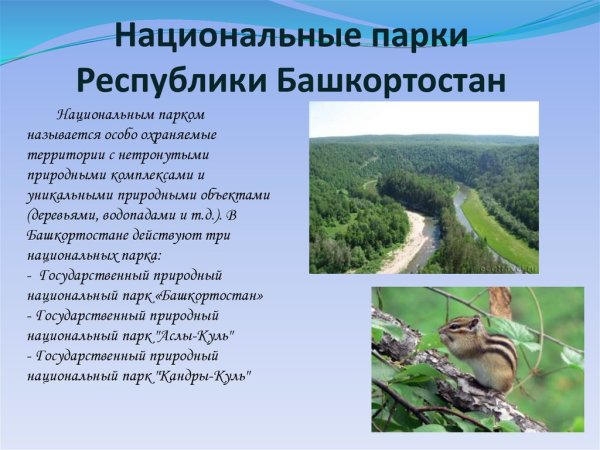 Заповедники и национальные парки Башкирии