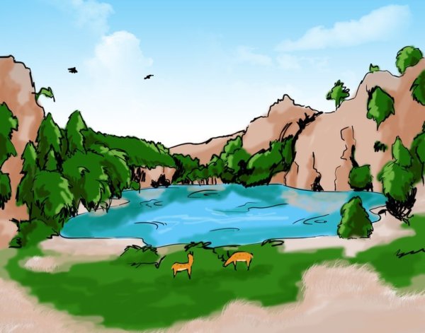 Озеро рисунок