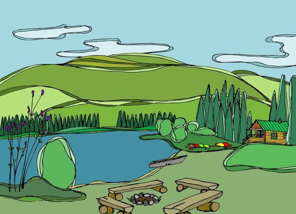 Озеро рисунок