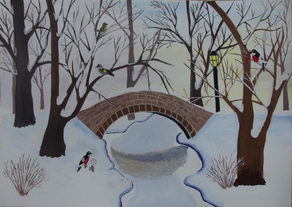 Рисунок зимнего парка