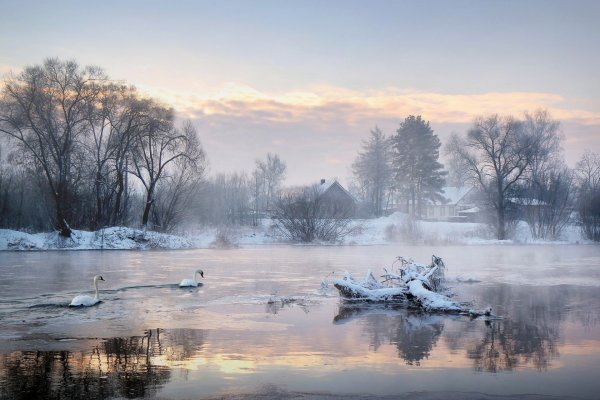 Зимний пейзаж с рекой