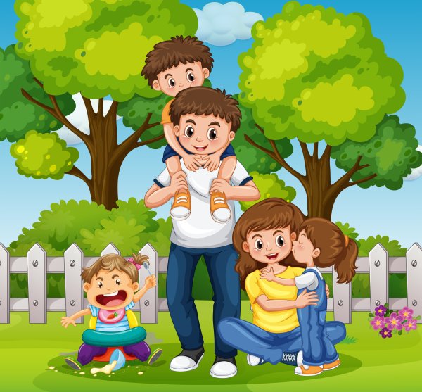 Семья в парке вектор