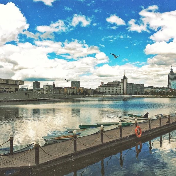 Панорама озера кабан в Казани