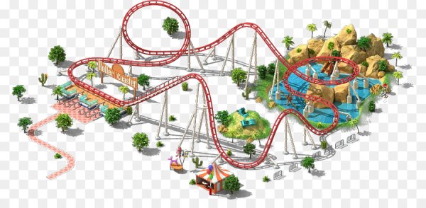 Парк развлечений на белом фоне
