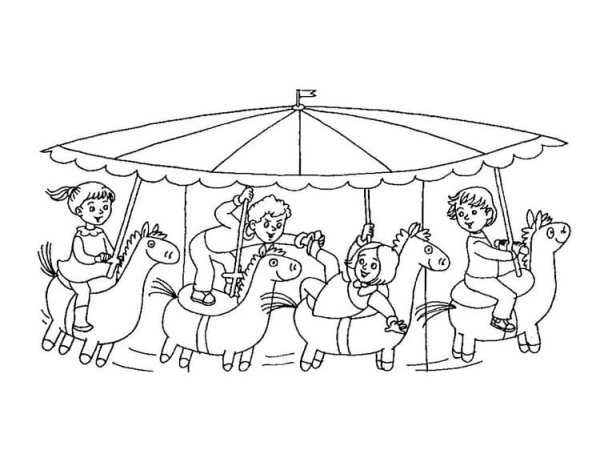 Карусель раскраска для детей