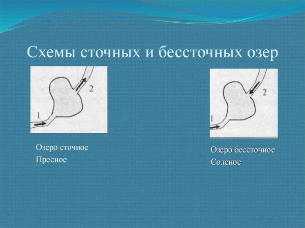 Схема сточного и бессточного озера