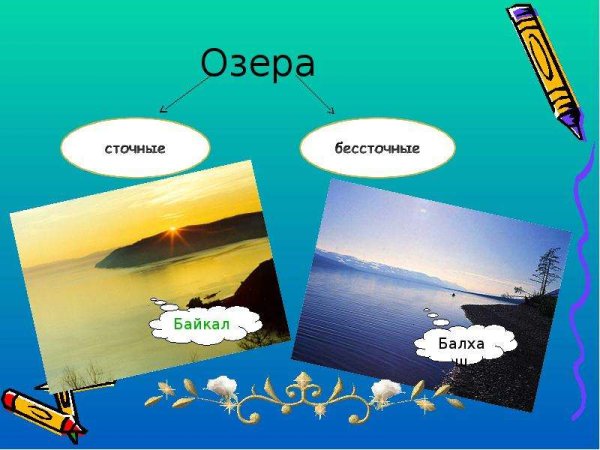 Сточные и без стояные озера