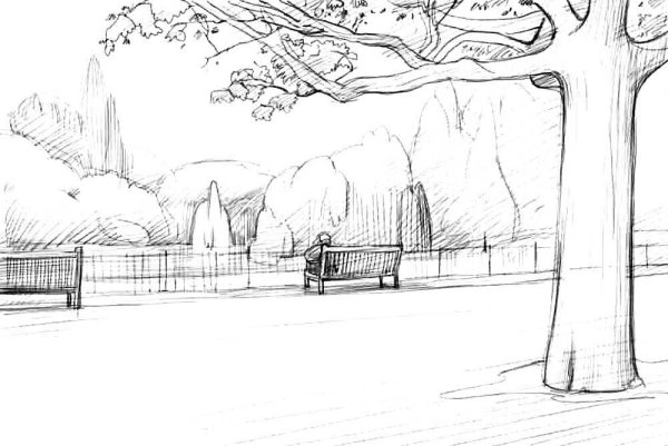 Пейзаж карандашом