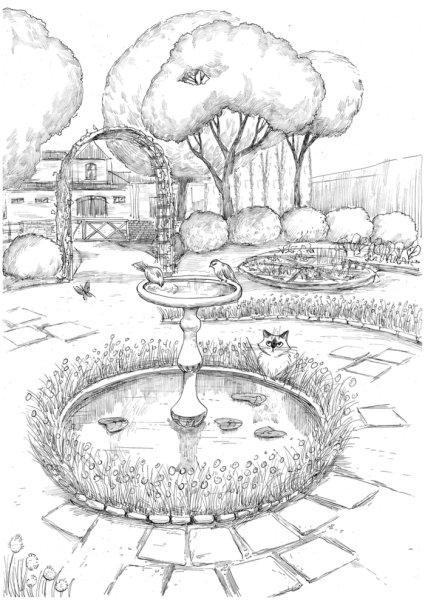 Ландшафт парка карандашом